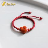  Vòng tay hồ ly chúa ôm hoa ngọc cẩm thạch huyết trợ duyên bện chỉ handmade may mắn [mệnh Hỏa - mệnh Thổ] HNH002 