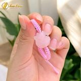  Vòng tay mặt hồ ly chúa 9 đuôi ôm hoa đá thạch anh hồng hợp mệnh hỏa thổ trợ duyên 
