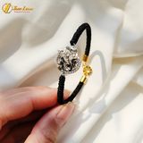  Vòng tay hồ ly chúa ôm hoa thạch anh tóc đen bọc viền bạc S925 hợp mệnh thủy mộc trợ duyên may mắn 