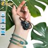 Vòng tay mặt hồ ly chúa 9 đuôi thủng thạch anh đen bện chỉ handemade may mắn trợ duyên