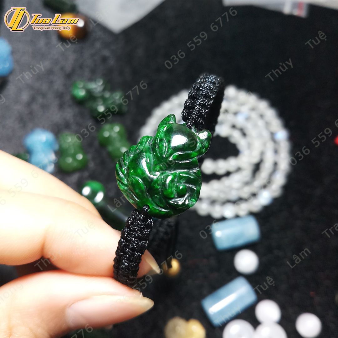  Vòng tay mặt hồ ly chúa ôm hoa ngọc sơn thủy hợp mệnh trợ duyên bện chỉ handmade may mắn 