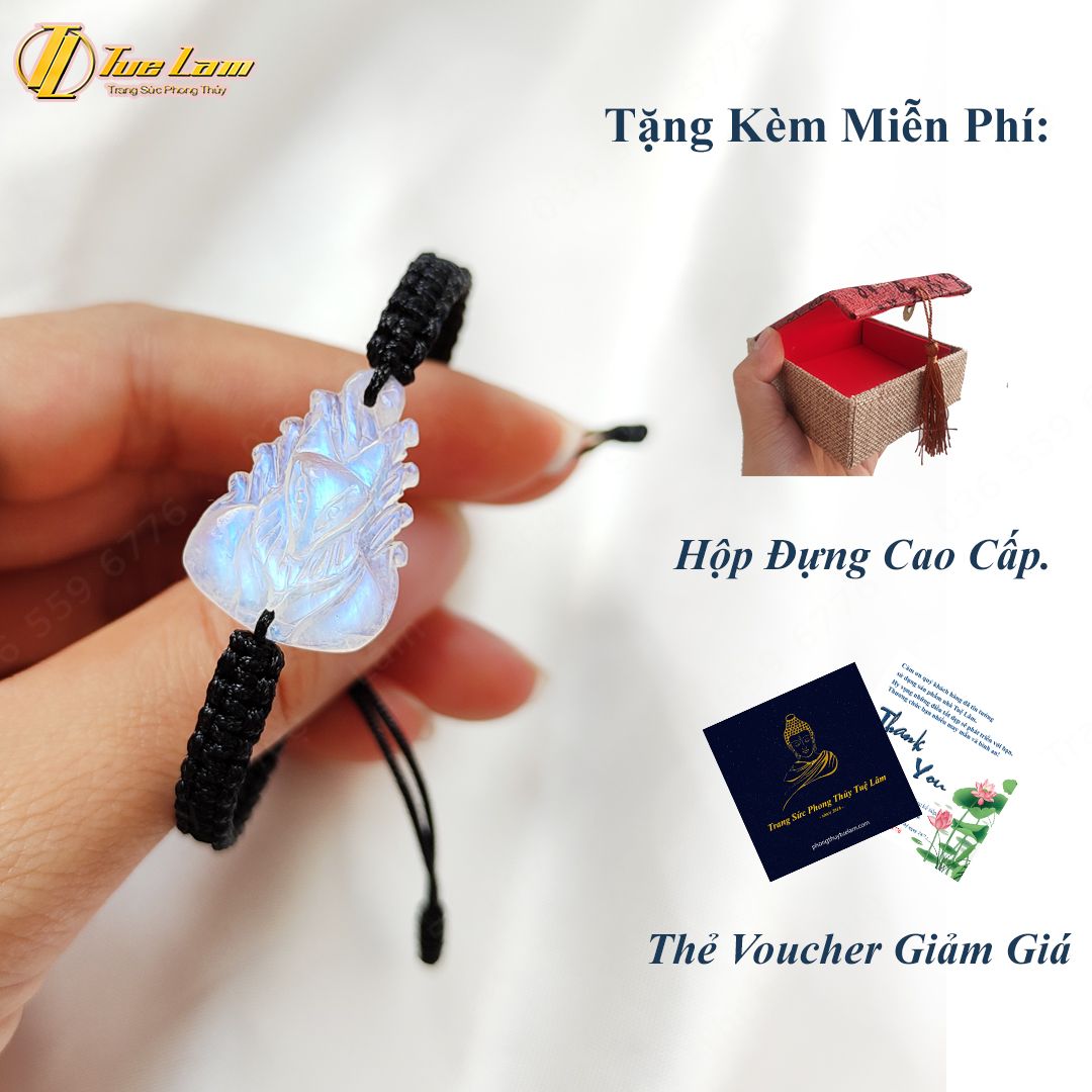  Vòng tay may mắn nữ bà hồ ly chúa moonstone bện chỉ hợp mệnh trợ duyên - Tuệ Lâm 