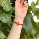  Vòng tay hồ ly chúa ôm hoa ngọc cẩm thạch huyết trợ duyên bện chỉ handmade may mắn [ mệnh Hỏa - mệnh Thổ] 