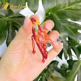  Vòng tay hồ ly chúa ôm hoa ngọc cẩm thạch huyết trợ duyên bện chỉ handmade may mắn [mệnh Hỏa - mệnh Thổ] - HNH003 