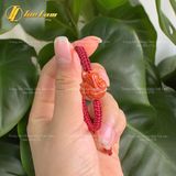  Vòng tay hồ ly chúa ôm hoa ngọc cẩm thạch huyết trợ duyên bện chỉ handmade may mắn [mệnh Hỏa - mệnh Thổ] - HNH004 