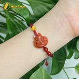  Vòng tay hồ ly chúa ôm hoa ngọc cẩm thạch huyết trợ duyên bện chỉ handmade may mắn [mệnh Hỏa - mệnh Thổ] - HNH003 