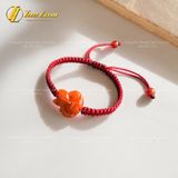  Vòng tay hồ ly chúa ôm hoa ngọc cẩm thạch huyết trợ duyên bện chỉ handmade may mắn [mệnh Hỏa - mệnh Thổ] - HNH004 