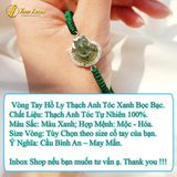  Vòng tay hồ ly ôm hoa đá Thạch Anh tóc xanh bọc bạc hợp mệnh mộc hỏa bện chỉ hadnmade bền đẹp 