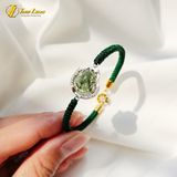  Vòng tay hồ ly ôm hoa đá Thạch Anh tóc xanh bọc bạc hợp mệnh mộc hỏa bện chỉ hadnmade bền đẹp 