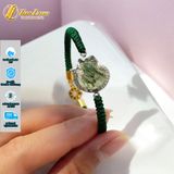  Vòng tay hồ ly ôm hoa đá Thạch Anh tóc xanh bọc bạc hợp mệnh mộc hỏa bện chỉ hadnmade bền đẹp 