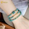 Chuỗi Vòng Tay Lam Ngọc Cuốn Nhiều Vòng Mix Ngũ Điếu và Charm Vàng Khắc Chú Om Mani Padme Hum Bình An - May Mắn - Tài Lộc