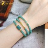  Chuỗi Vòng Tay Lam Ngọc Cuốn Nhiều Vòng Mix Ngũ Điếu và Charm Vàng Khắc Chú Om Mani Padme Hum Bình An - May Mắn - Tài Lộc 