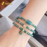  Chuỗi Vòng Tay Lam Ngọc Cuốn Nhiều Vòng Mix Ngũ Điếu và Charm Cỏ 4 Lá May Mắn - Tài Lộc - Bình An 