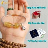  Vòng Tay Lu Thống mix Cỏ 4 Lá Đá Thạch Anh Tóc Vàng Hợp Mệnh Kim Thổ treo charm túi tiền bạc si đen 