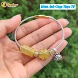  Vòng Tay Lu Thống mix Cỏ 4 Lá Đá Thạch Anh Tóc Vàng Hợp Mệnh Kim Thổ treo charm túi tiền bạc 