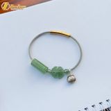  Vòng tay lu thống mix cỏ 4 lá đá thạch anh dâu tây xanh hợp mệnh mộc hỏa treo charm bạc túi tiền tài lộc 