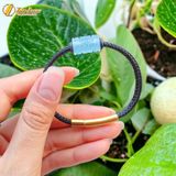  Vòng tay lu thống đá Aquamarine hợp mệnh thủy mộc chạm họa tiết kim tiền tài lộc hanh thông 