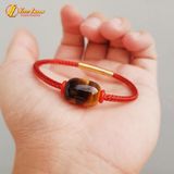  Vòng tay lu thống đá măt hổ dáng bầu tài lộc hanh thông màu nâu vàng hợp mệnh kim thổ - Tuệ Lâm 