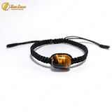  Vòng chỉ may mắn bện handmade lu thống đá mắt hổ màu nâu vàng hợp mệnh kim thổ 