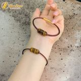  Vòng tay may mắn nam nữ lu thống mắt hổ nâu vàng chạm họa tiết chiêu tài hút lộc hợp mệnh kim thổ 