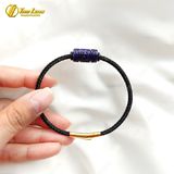  Vòng tay lu thống đá sodalite chạm họa tiết kim tiền tài lộc, hợp mệnh thủy mộc 