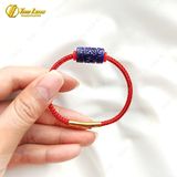  Vòng tay lu thống đá sodalite chạm họa tiết kim tiền tài lộc, hợp mệnh thủy mộc 