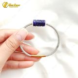  Vòng tay lu thống đá sodalite chạm họa tiết kim tiền tài lộc, hợp mệnh thủy mộc 