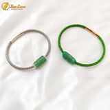  Vòng tay lu thống đá thạch anh dâu tây xanh chạm họa tiết tài lộc hanh thông, hợp mệnh mộc hỏa - Tuệ Lâm 