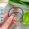 Vòng tay lu thống Thạch Anh tóc đỏ hợp mệnh hỏa thổ chạm họa tiết kim tiền tài lộc hanh thông