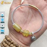  Vòng Tay Lu Thống mix Cỏ 4 Lá Đá Thạch Anh Tóc Vàng Hợp Mệnh Kim Thổ treo charm túi tiền bạc 