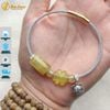 Vòng Tay Lu Thống mix Cỏ 4 Lá Đá Thạch Anh Tóc Vàng Hợp Mệnh Kim Thổ treo charm túi tiền bạc