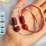  Vòng tay lu thống mix cỏ 4 lá Thạch anh tóc đỏ hợp mệnh hỏa thổ chiêu tài hút lộc may mắn 