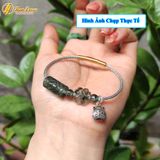  [Vòng May Mắn] Vòng tay lu thống chạm kim tiền mix cỏ 4 lá may mắn thạch anh tóc xanh hợp mệnh mộc hỏa 