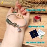  [Vòng May Mắn] Vòng tay lu thống chạm kim tiền mix cỏ 4 lá may mắn thạch anh tóc xanh hợp mệnh mộc hỏa 
