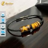  Vòng tay lu thống mix ngũ điếu đá mắt hổ nâu vàng hợp mệnh kim và mệnh thổ tài lộc may mắn 