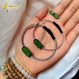  Vòng tay đôi nam nữ lu thống ngọc bích chạm họa tiết kim tiền tài lộc hanh thông hợp mệnh 