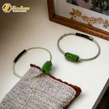  Vòng tay đôi nam nữ lu thống ngọc bích chạm họa tiết kim tiền tài lộc hanh thông hợp mệnh 