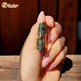  Vòng tay ngũ điếu mix lu thống chạm hoa tiết đá thạch anh tóc xanh hợp mệnh mộc hỏa chiêu tài hút lộc 