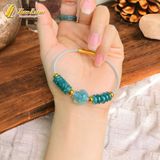  Vòng tay lu thống chạm mix ngũ điếu mix hồ ly chúa ôm hoa lam ngọc hợp mệnh trợ duyên chiêu tài lộc 