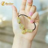  Vòng tay ngũ điếu mix lu thống mix hồ ly chúa treo túi tiền đá thạch anh tóc vàng hợp mệnh kim thổ 