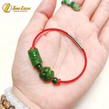  Vòng tay lu thống chạm kim tiền mix cỏ 4 lá ngọc bích hợp mệnh may mắn bình an tài lộc 