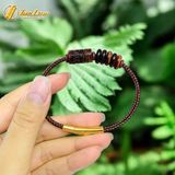 Vòng tay lu thống chạm mix ngũ điếu đá mắt hổ nâu đỏ hợp mệnh hỏa và mệnh thổ tài lộc may mắn 