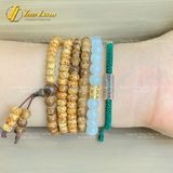  Vòng tay Tibet bện chỉ ngũ sắc - xanh rêu mix charm Om Mani Padme Hum bình an - may mắn 