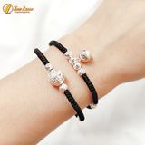  Vòng tay đôi nam nữ dây chỉ đen may mắn bện charm bạc S925 bình an hợp mệnh - Tuệ Lâm 