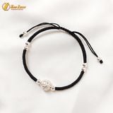  Vòng tay đôi nam nữ dây chỉ đen may mắn bện charm bạc S925 bình an hợp mệnh - Tuệ Lâm 