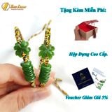  Vòng tay ngũ điếu mix cỏ 4 lá ngọc bích bện chỉ handmade mang lại may mắn bình an 