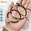 Vòng tay đôi nam nữ dây chỉ đen may mắn bện charm bạc S925 bình an hợp mệnh - Tuệ Lâm