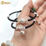  Vòng tay đôi nam nữ dây chỉ đen may mắn bện charm bạc S925 bình an hợp mệnh - Tuệ Lâm 