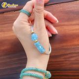  Vòng tay ngũ điếu mix cỏ 4 lá đá aquamarine hợp mệnh thủy mộc chiêu tài hút lộc may mắn 