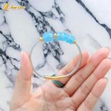  Vòng tay ngũ điếu mix cỏ 4 lá đá aquamarine hợp mệnh thủy mộc chiêu tài hút lộc may mắn 